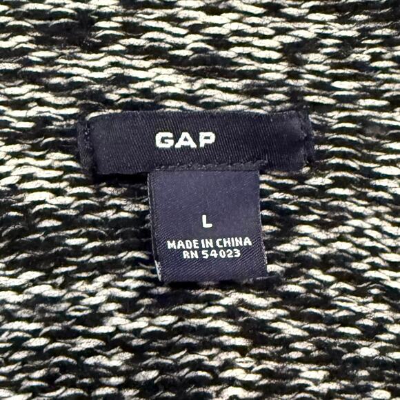 GAP BLACK WHITE BELTED CARDIGAN RIBBED CUFFS POCKETS COZY LARGE - Picture 8 of 9
